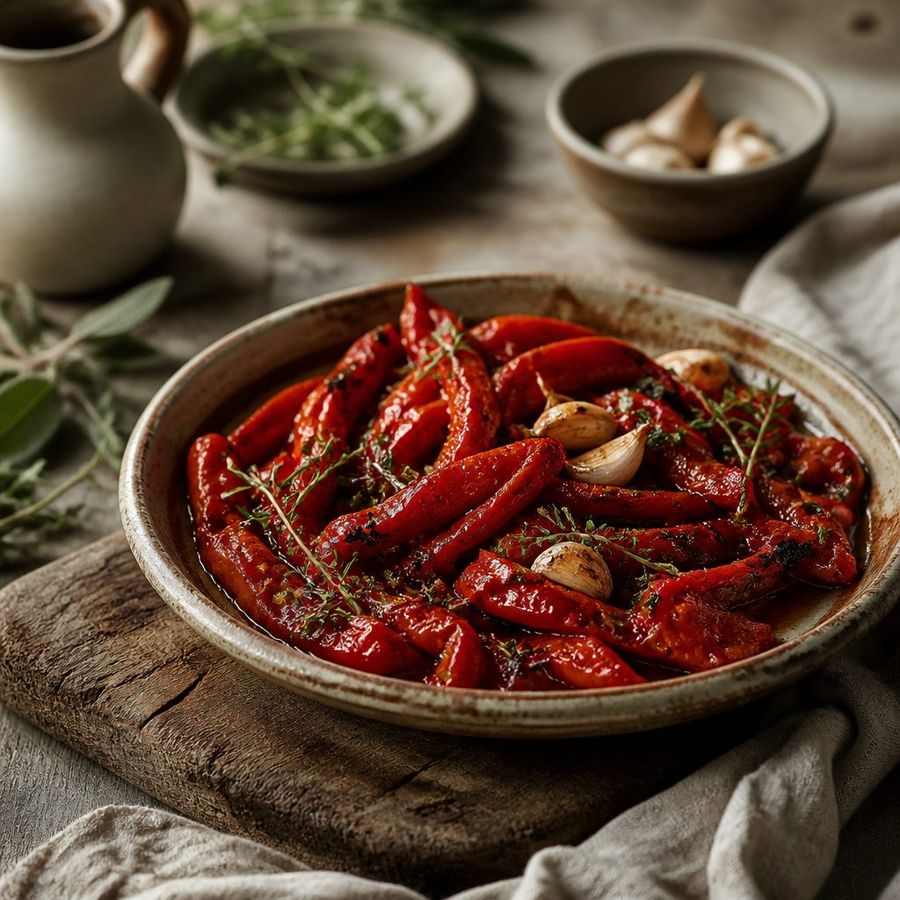 Florina Red Peppers, roasted sourced from Greece by theGreex, editorial photograph.