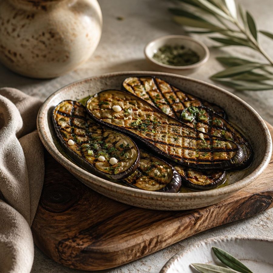 Grilled Eggplant sourced from Greece by theGreex, editorial photograph.