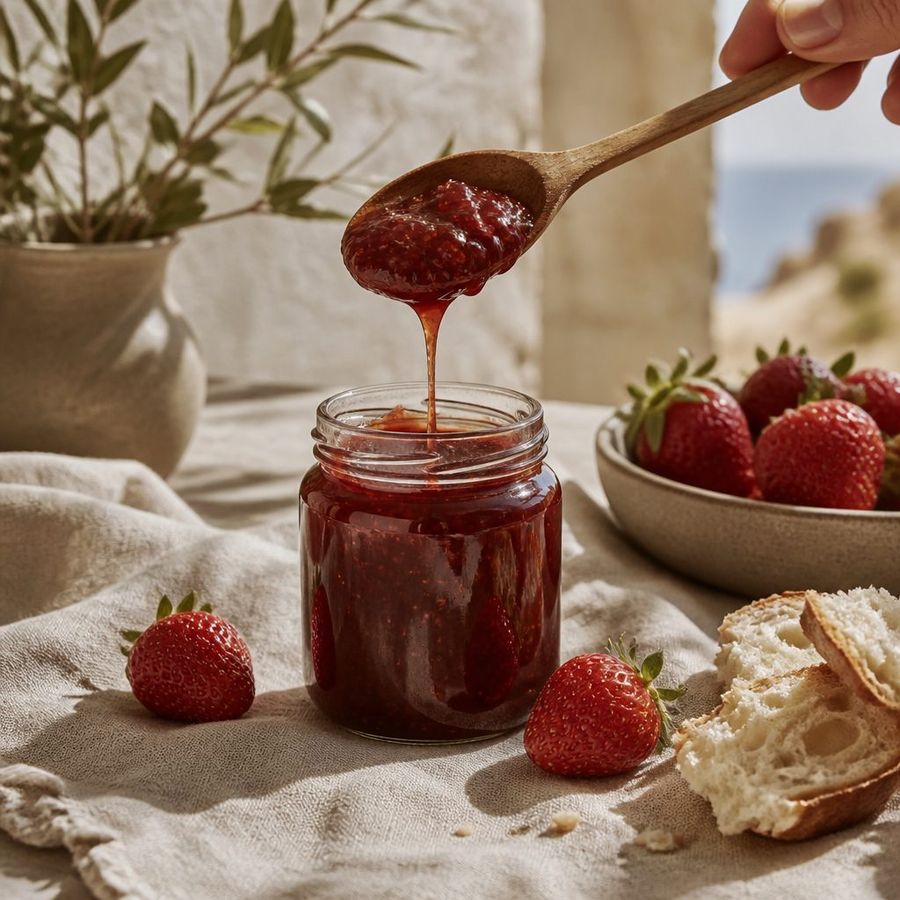 No Sugar: Strawberry sourced from Greece by theGreex, editorial photograph.