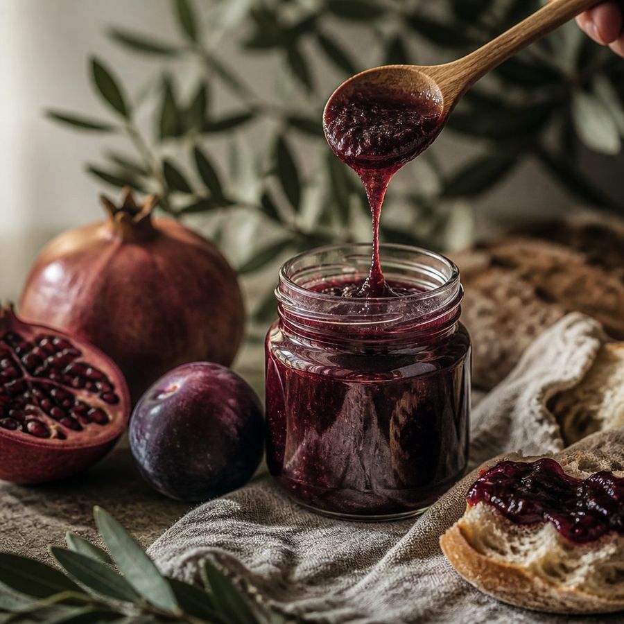Special: Plum & Pomegranate sourced from Greece by theGreex, editorial photograph.