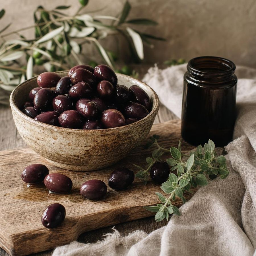 Kalamata PDO sourced from Greece by theGreex, editorial photograph.