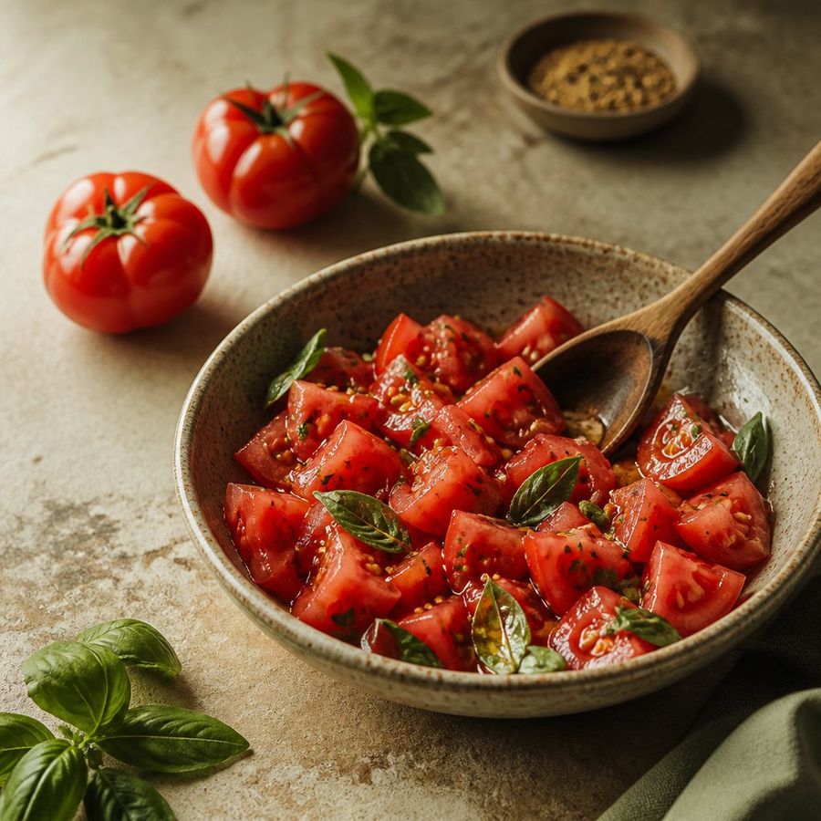 Chopped Tomatoes sourced from Greece by theGreex, editorial photograph.