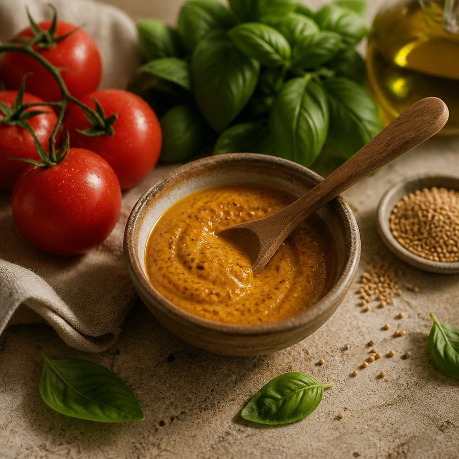 Orange Mustard sourced from Greece by theGreex, editorial photograph.