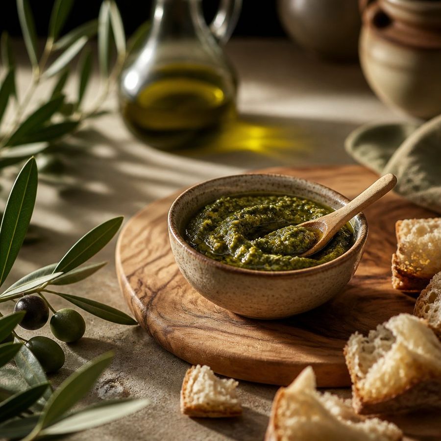 Basil Pesto sourced from Greece by theGreex, editorial photograph.
