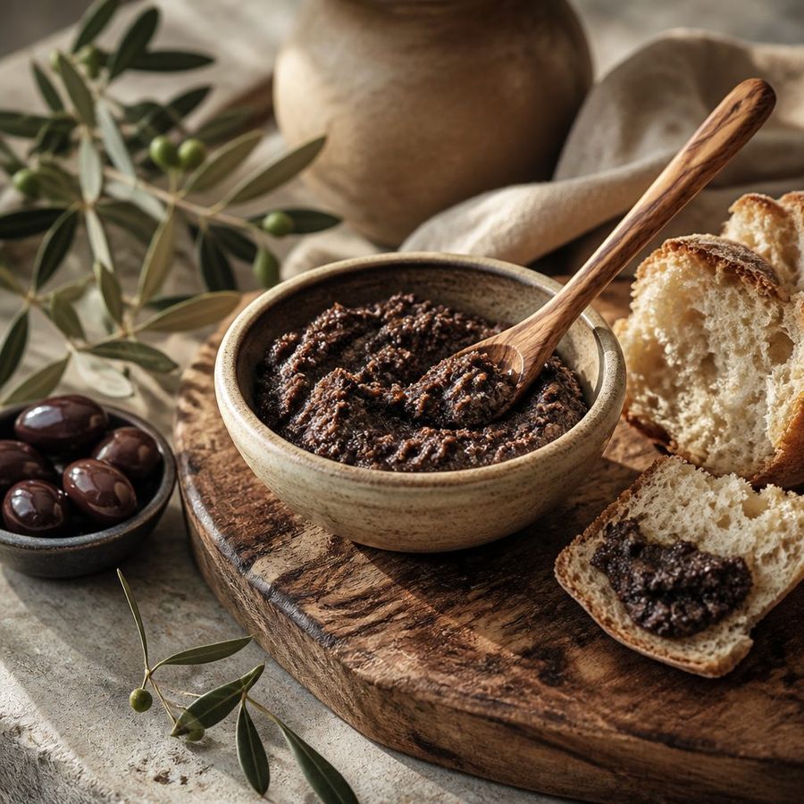 Black Olive Spread sourced from Greece by theGreex, editorial photograph.