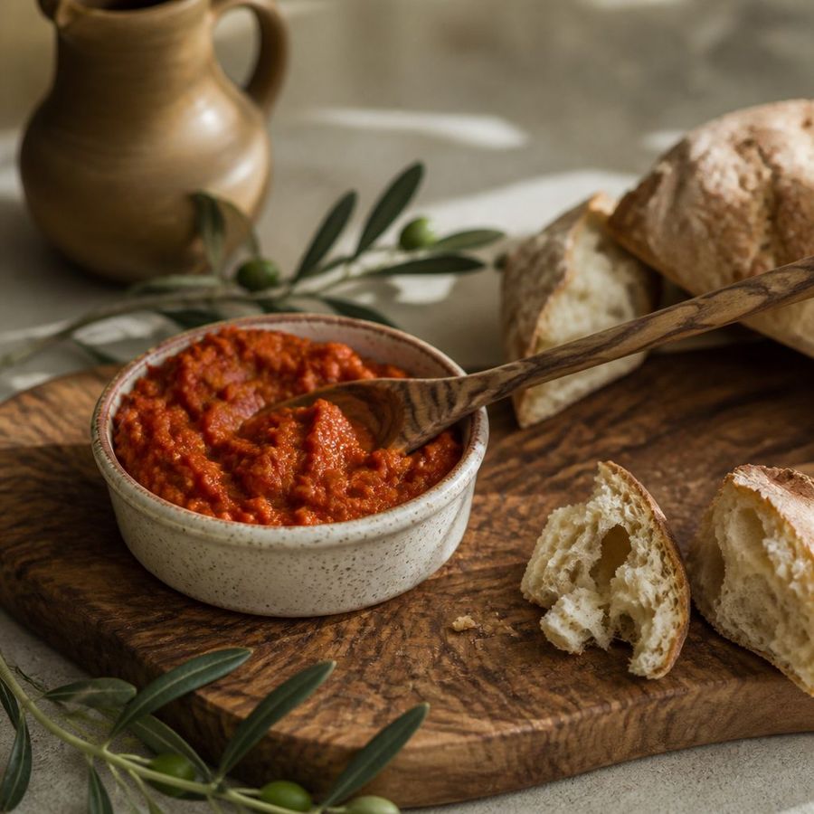 Red Pepper Spread sourced from Greece by theGreex, editorial photograph.