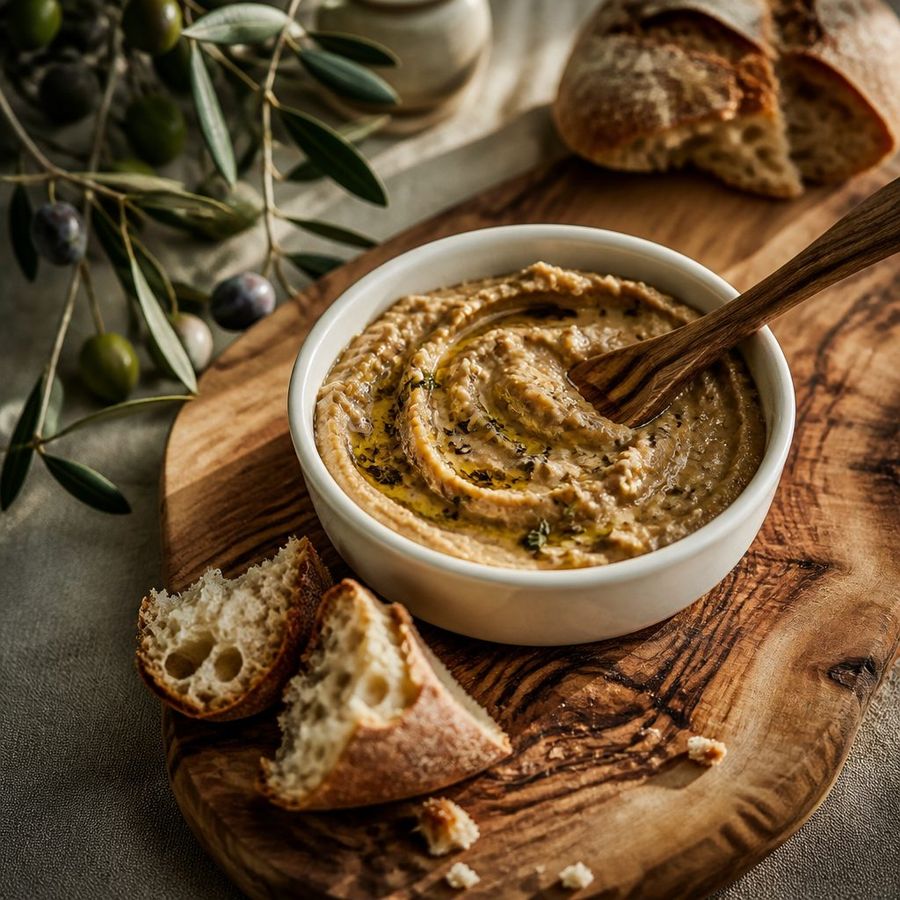 Roasted Eggplant Purée sourced from Greece by theGreex, editorial photograph.