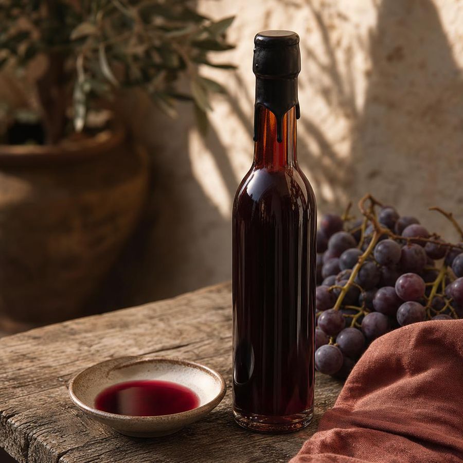 Red Wine Vinegar sourced from Greece by theGreex, editorial photograph.
