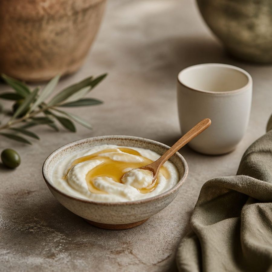 Goat's Milk Yoghurt, Plain sourced from Greece by theGreex, editorial photograph.